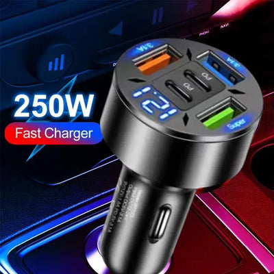 6-Port USB Type-C Auto-Ladegerät mit RGB – SwissGlanzGarage Autopflege Schweiz