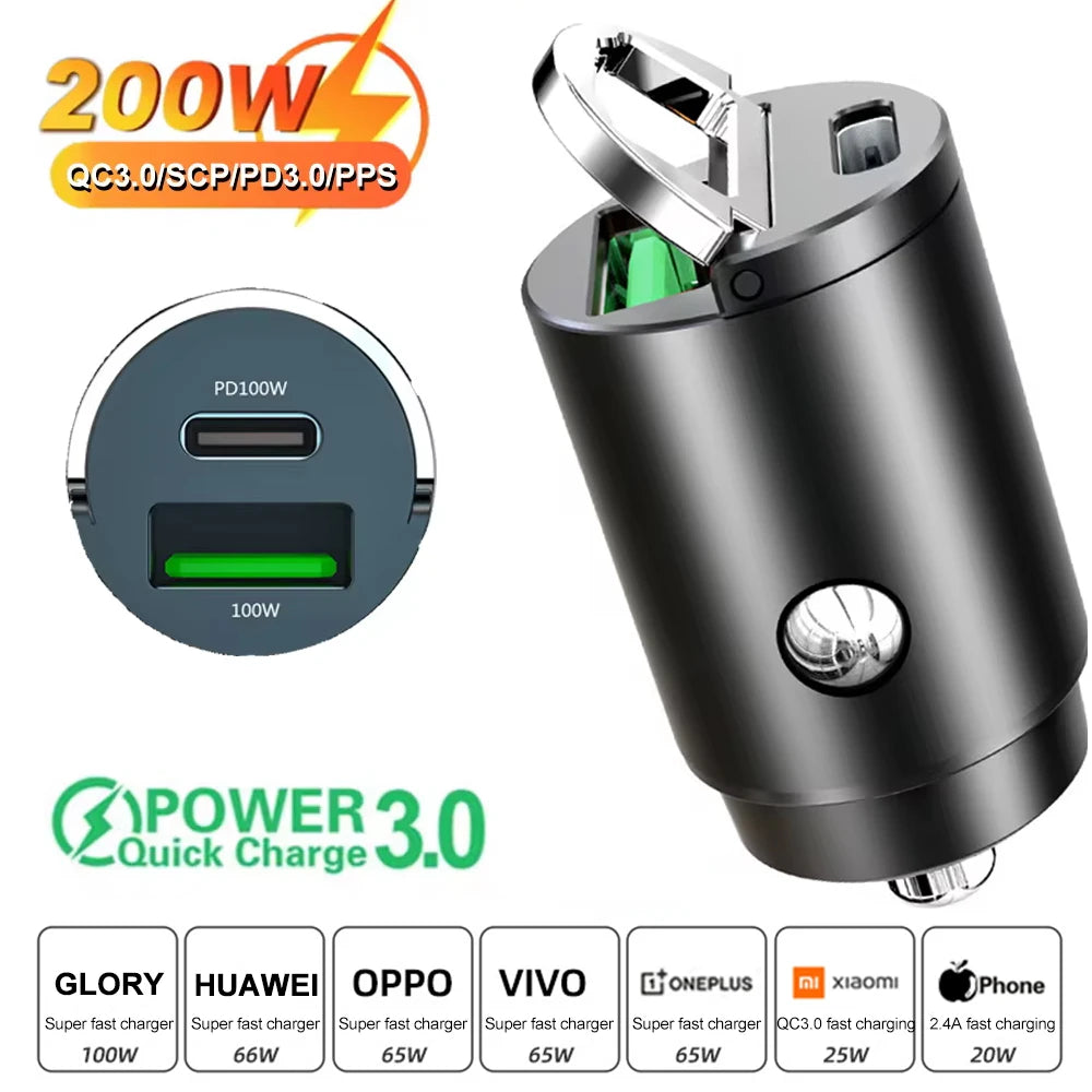 200W USB-C Schnellladegerät für Auto