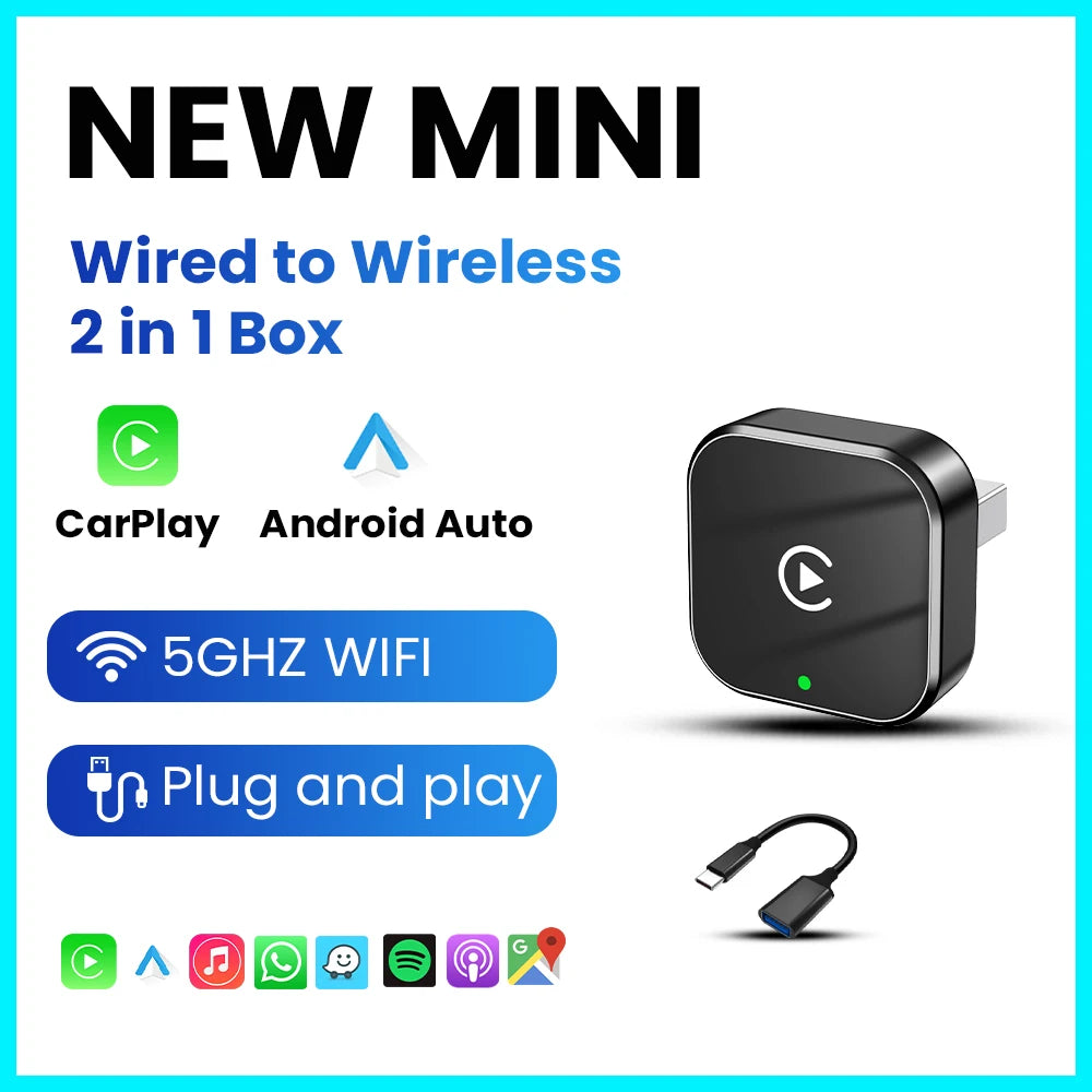 PLAYAIBOX Kabellos 2IN1 CarPlay Android Auto Adapter
