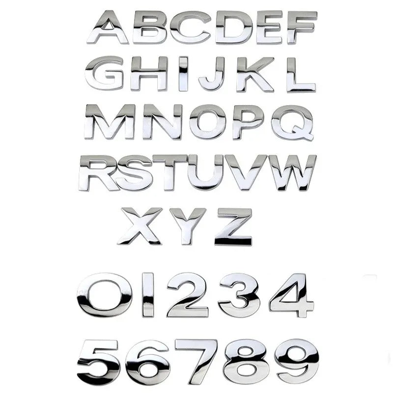 3D Metall Buchstaben Aufkleber Set