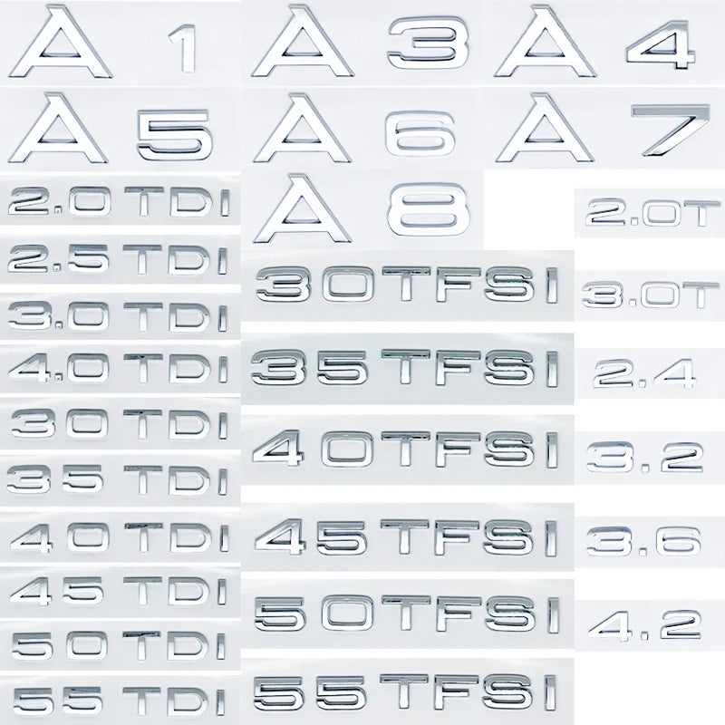 3D Metall Buchstaben Aufkleber Set – für den Kofferraum