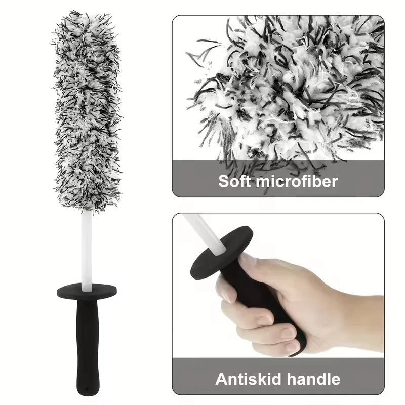 Super-Bürste für Autowaschräder, Mikrofaser, Premium-Bürste, rutschfester Griff,