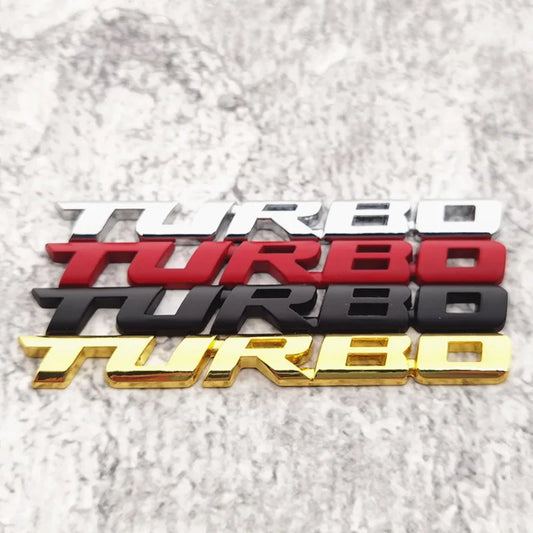 3D Turbo Emblem in Schwarz, Rot, Silber – SwissGlanzGarage Ansicht 2
