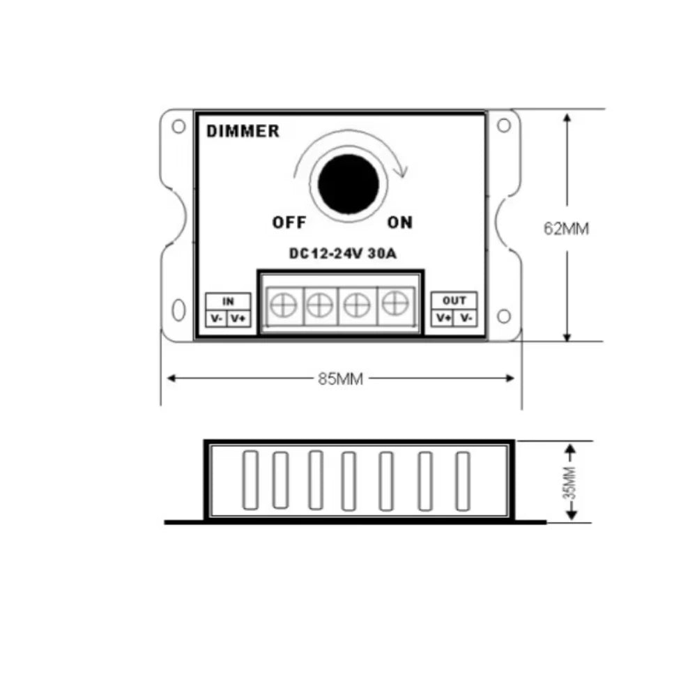 LED Dimmer Schalter 12V-24V 30A – SwissGlanzGarage Ansicht 6