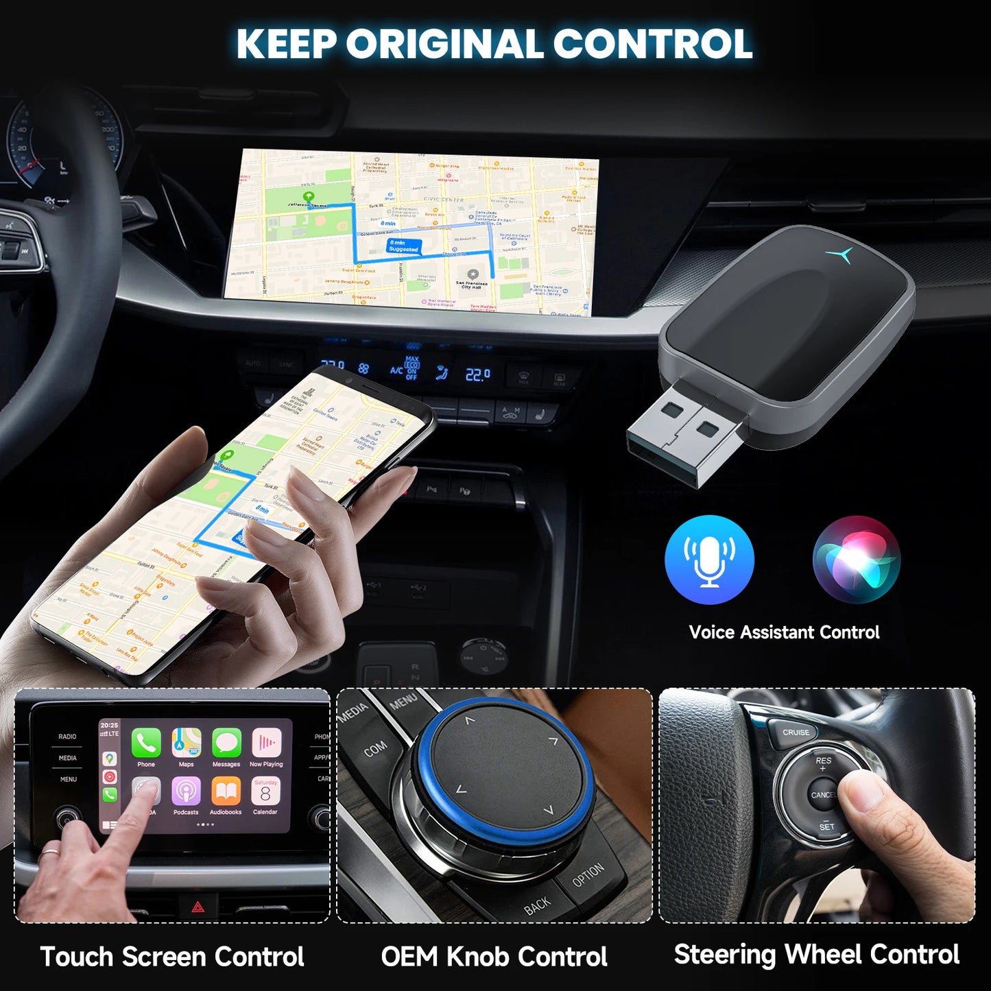 2in1 CarPlay/Android Auto Adapter – mit kabellosem Laden – SwissGlanzGarage Ansicht 6