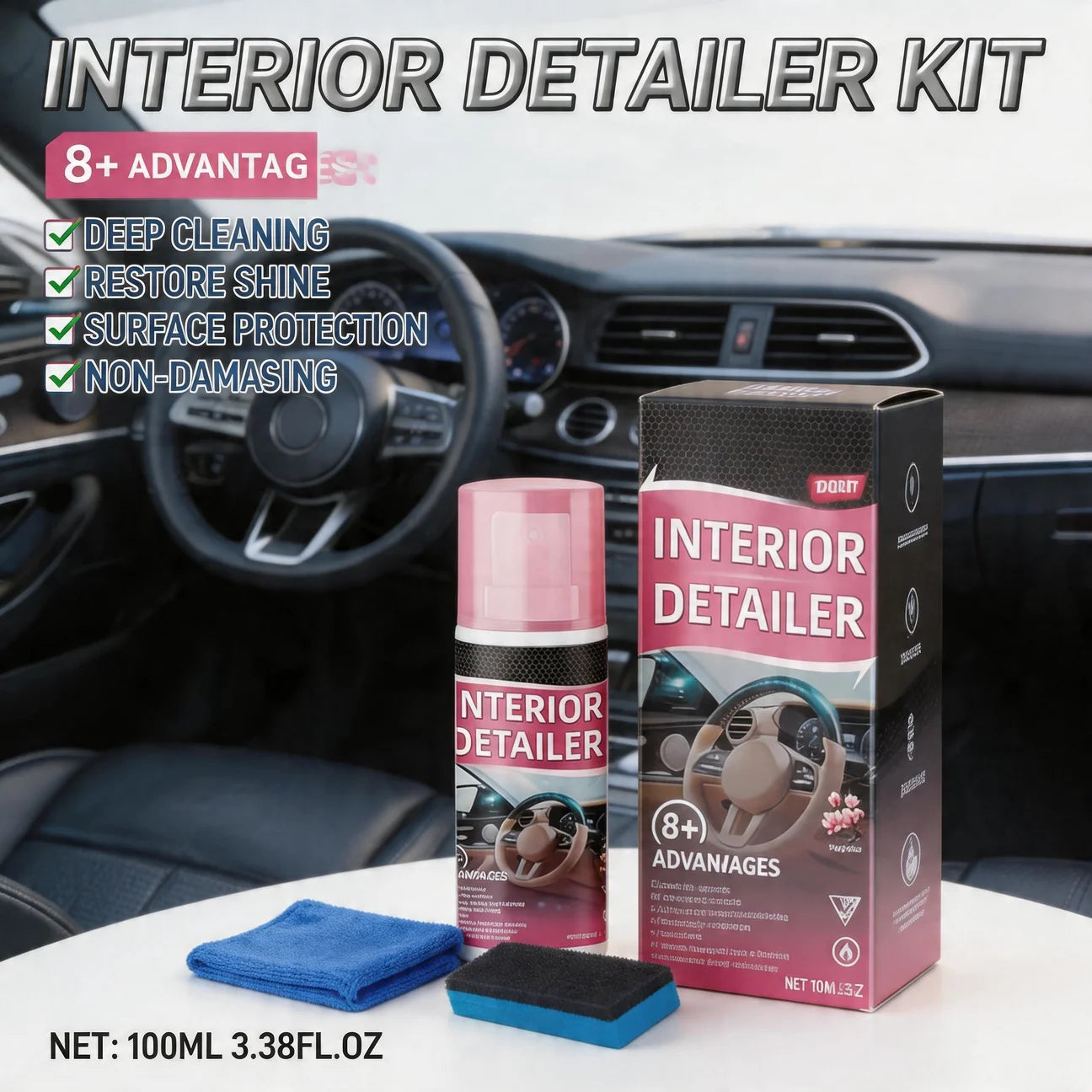 Auto-Innenpoliermittel, Auto-Glanzreiniger, 100 ml, Innen-Detailer-Spray, schütz