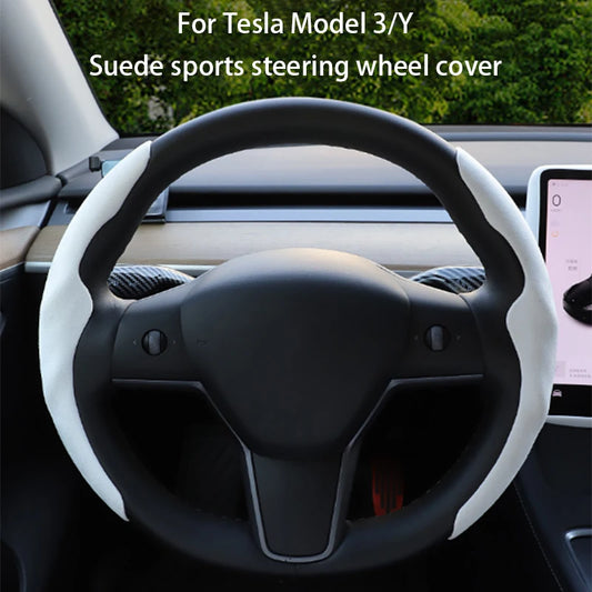 Lenkradbezug aus Mikrofaser für Tesla Model Y Juniper 2025 – SwissGlanzGarage Ansicht 2
