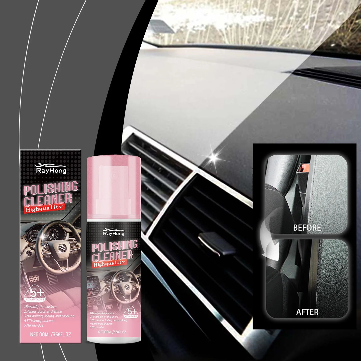 Auto-Innenraum-Restaurierungsspray, Fleck, Fett, Staub, Entfernen, Polieren, Rei