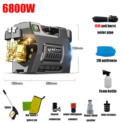 220V High Power Autowaschmaschine 6800W Einstellbarer Druck mit kurzer Pistolenr