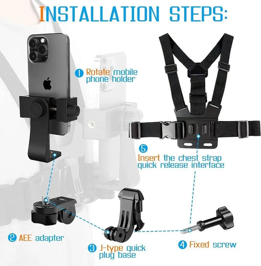Verstellbarer Handyhalter mit Brustgurt – SwissGlanzGarage Ansicht 2