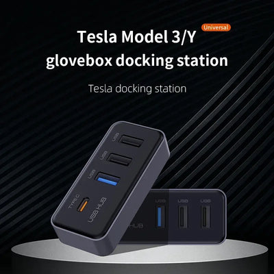 4-in-1 USB Hub für Tesla Model 3/Y – SwissGlanzGarage Autopflege Schweiz