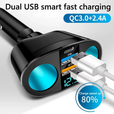Dual USB Ladegerät mit Display 12V – SwissGlanzGarage Autopflege Schweiz