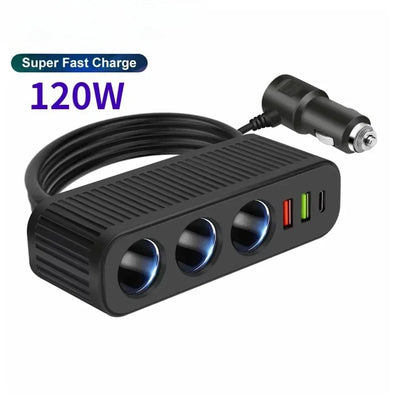 USB-KFZ-Ladegerät 120W, 4-in-1 – SwissGlanzGarage Autopflege Schweiz