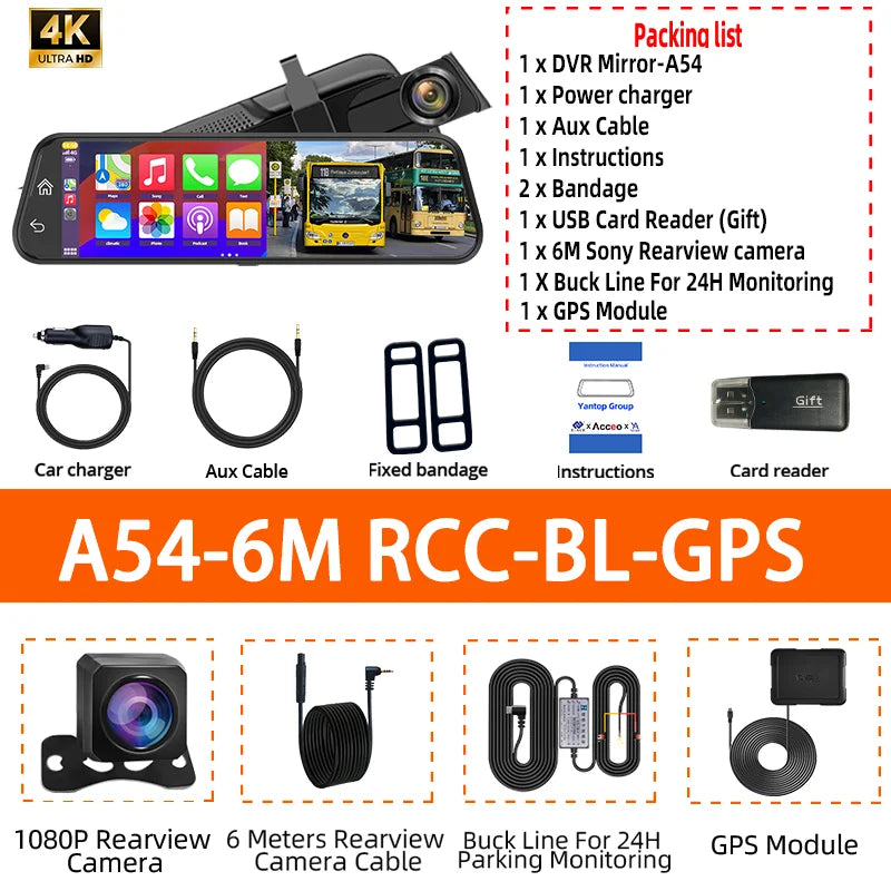 4K HD Auto DVR Touchscreen mit Carplay & Android Auto
