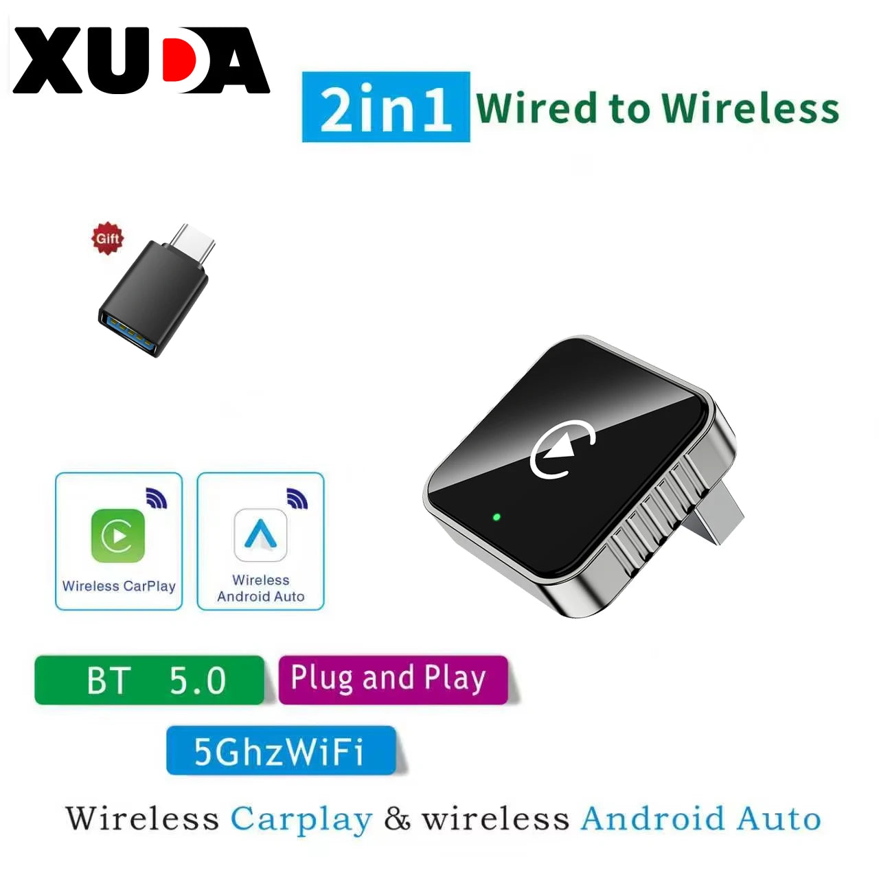 XUDA 2 in 1 CarPlay & Android Auto Adapter