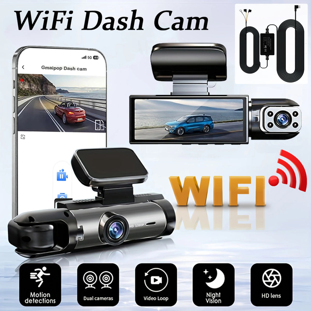1080P WIFI Dual Kamera Dash Cam