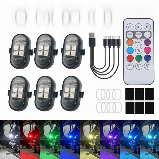 RGB Stroboskop-Lampe Set USB Wiederaufladbar