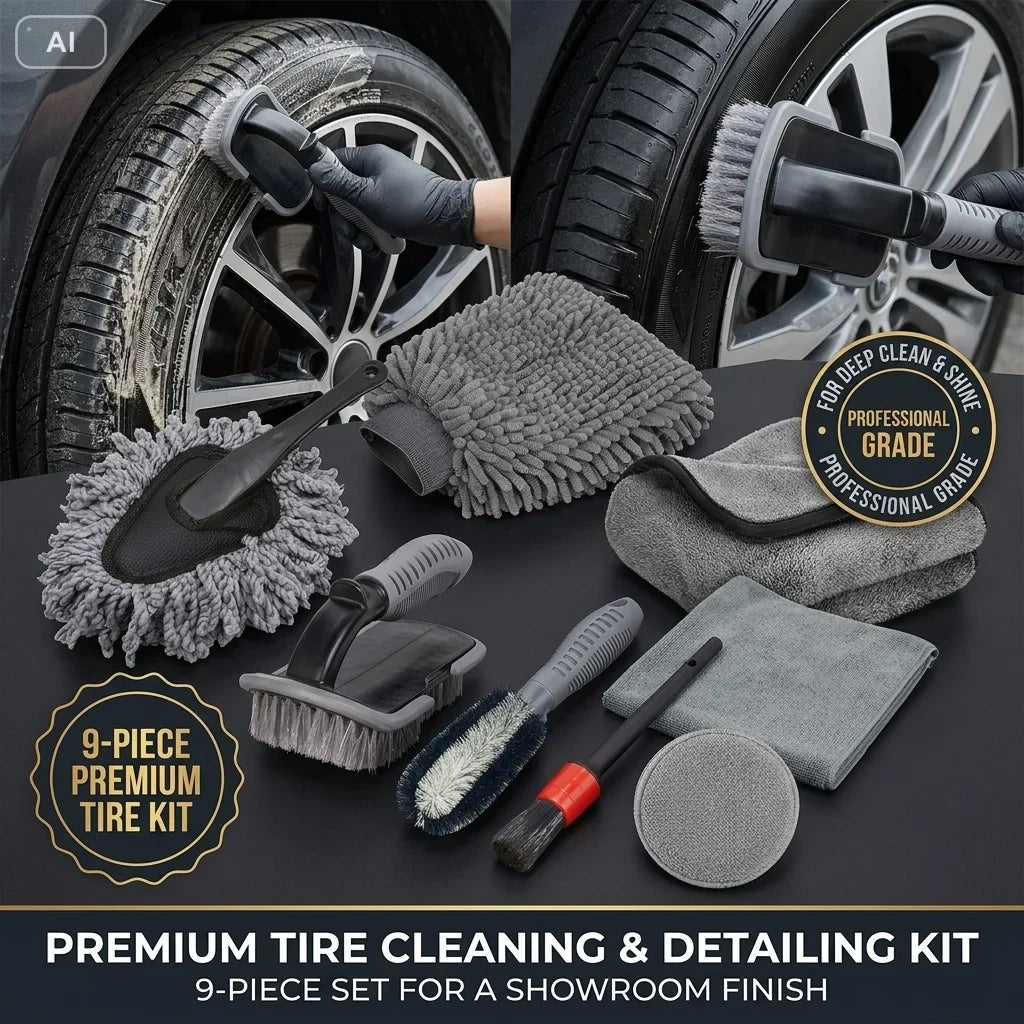 Mikrofaser Autopflege-Set mit Tuchern, Buersten und Schwammen fuer Detailing