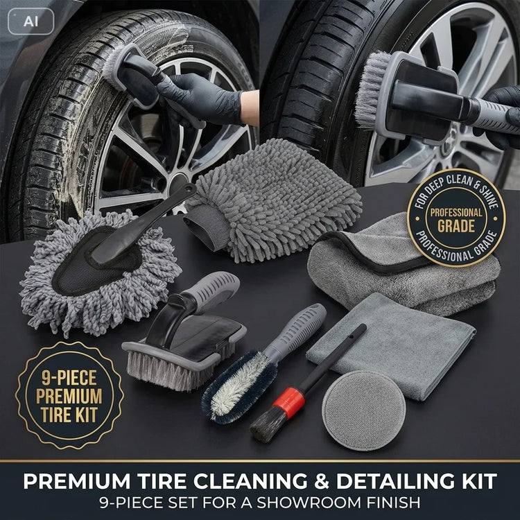 Mikrofaser Autopflege-Set mit Tuchern, Buersten und Schwammen fuer Detailing