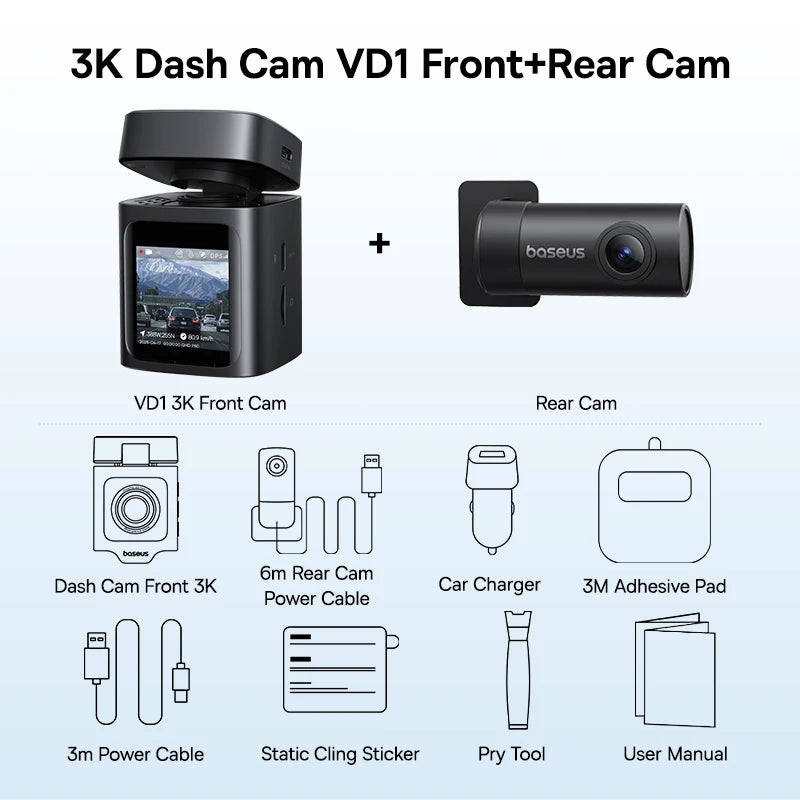 Baseus 3K Dash Cam VD1 HD Front- und Rückkamera