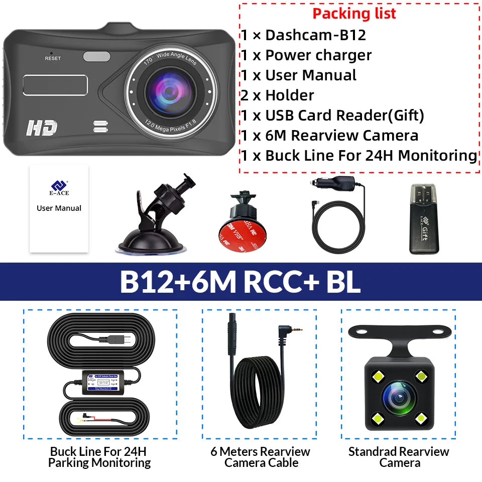 Dashcam 24H Touch Night Vision FULL HD 1080P
