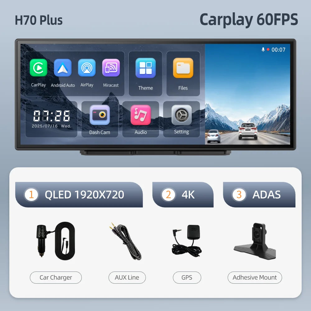 H70 Plus 11.4" 4K QLED Dash Cam