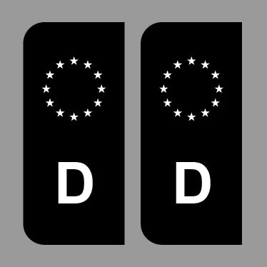 2 x Nummernschild Aufkleber Schwarz