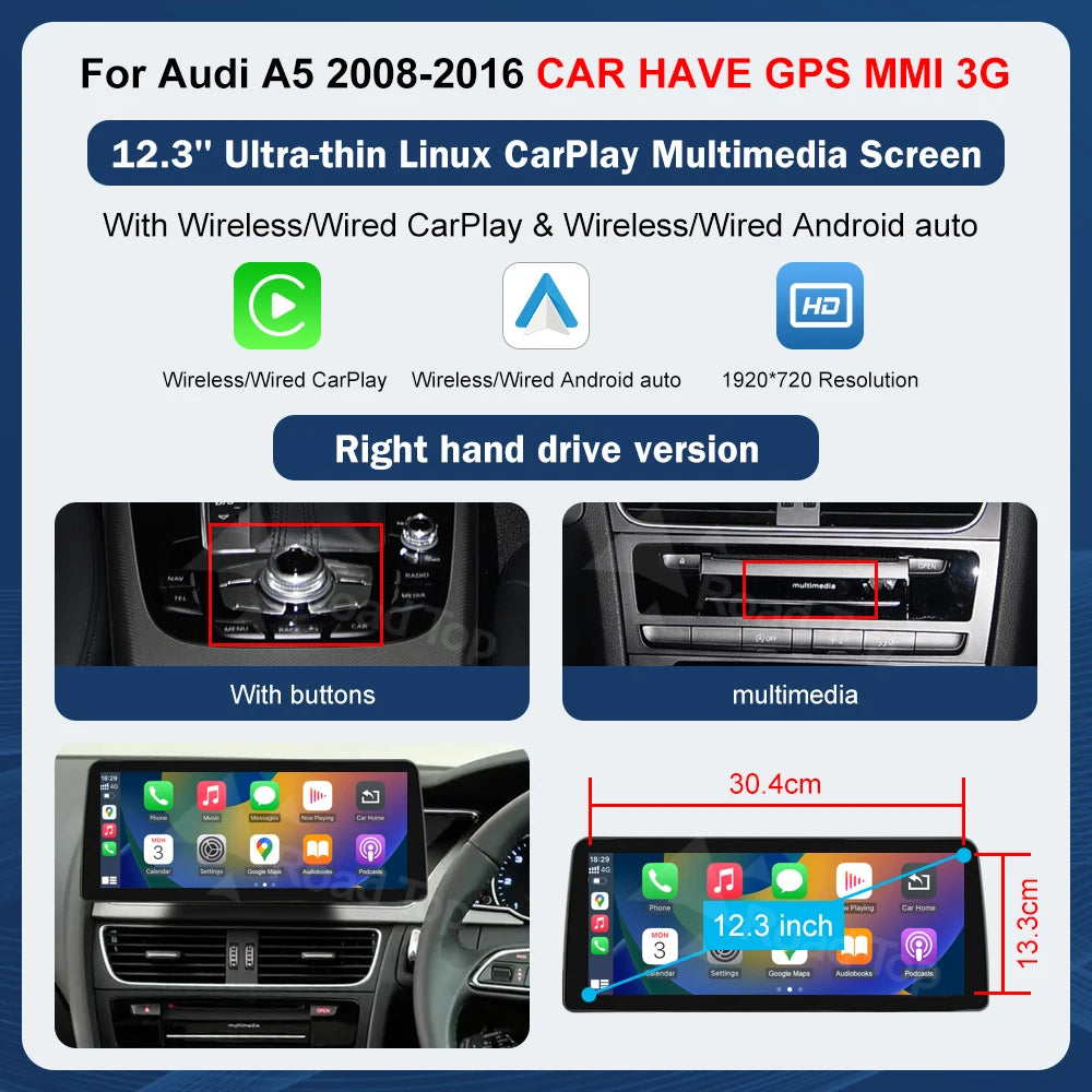 8.9 Zoll Multimedia Display Touchscreen für Audi A5 S5