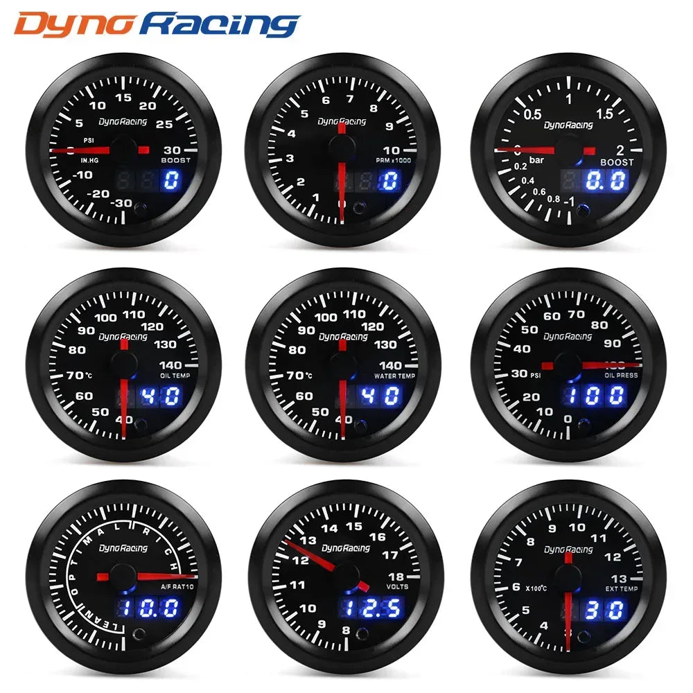 Dynoracing 52mm 7 Farben LED Dual Display – SwissGlanzGarage Autopflege Schweiz