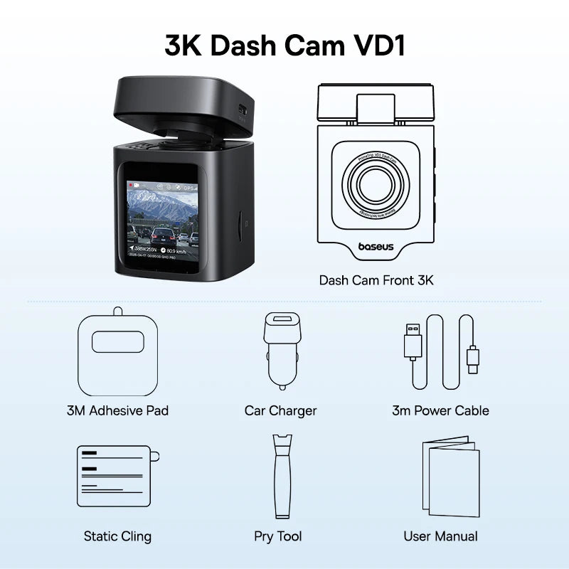 Baseus 3K Dash Cam VD1 HD Front- und Rückkamera