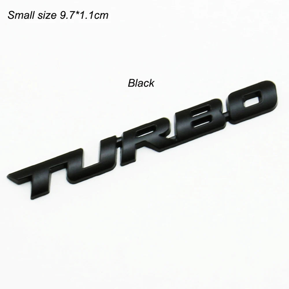 3D Turbo Emblem in Schwarz, Rot, Silber