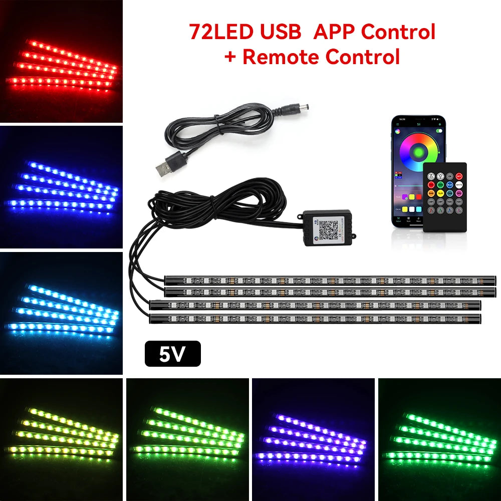 RGB Ambientebeleuchtung Auto Fussraum Set
