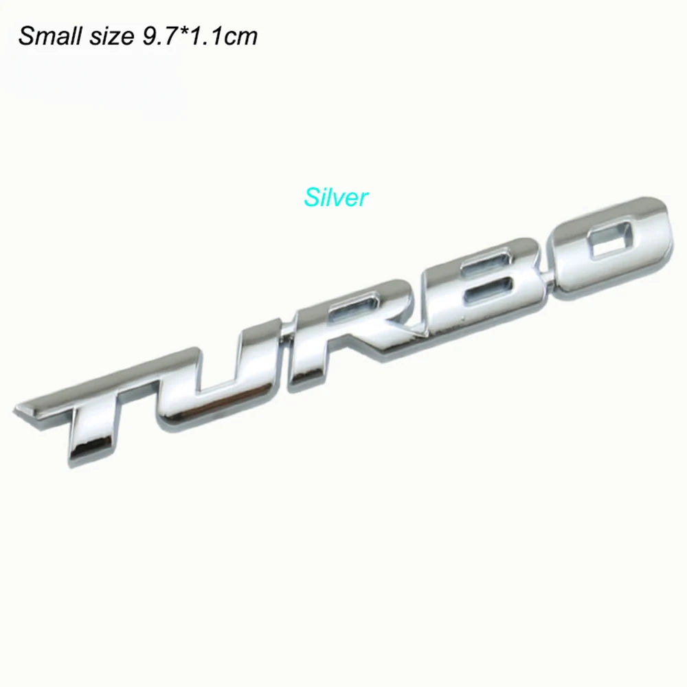 3D Turbo Emblem in Schwarz, Rot, Silber