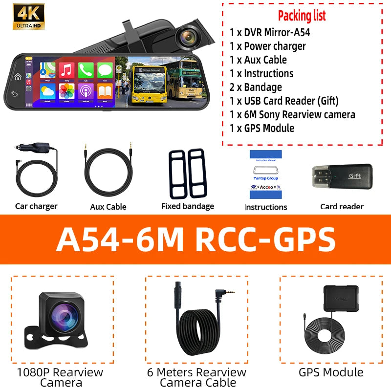 4K HD Auto DVR Touchscreen mit Carplay & Android Auto