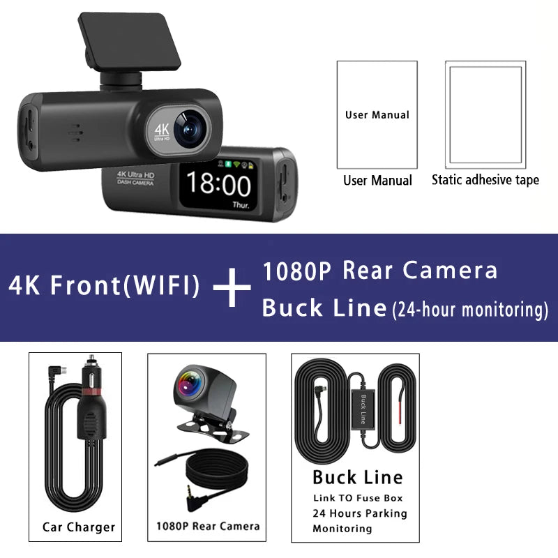 Dashcam 4K Dual-Lens Auto Kamera