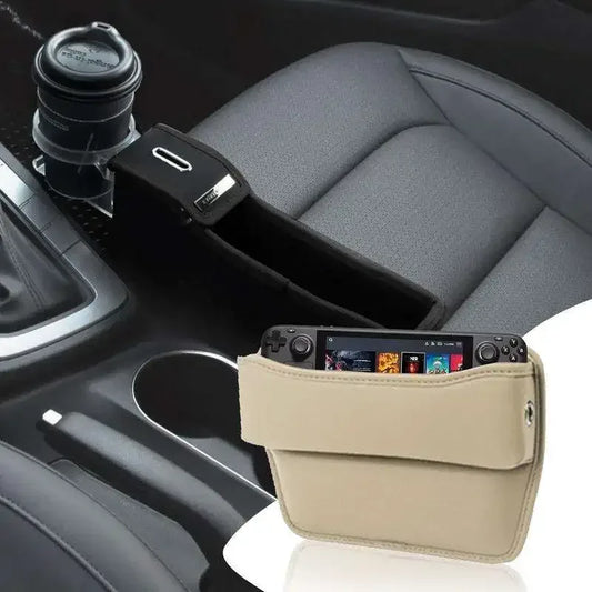 Sitzspalt-Aufbewahrungsbox – in Leder-Optik – SwissGlanzGarage Autopflege Schweiz