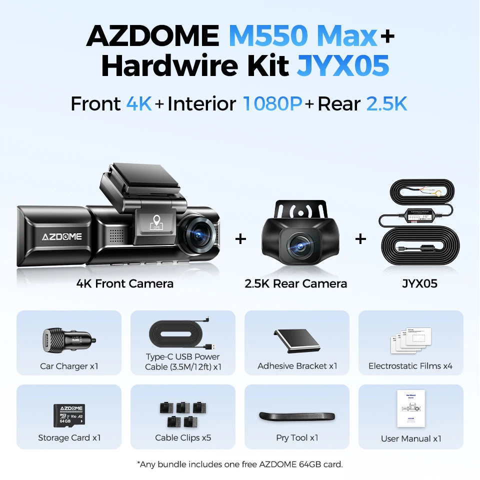 AZDOME M550 Max Dash Cam 4K+1K+2.5K