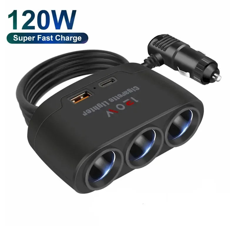 3-in-1 USB 120W Zigarettenanzünder-Splitter – SwissGlanzGarage Autopflege Schweiz