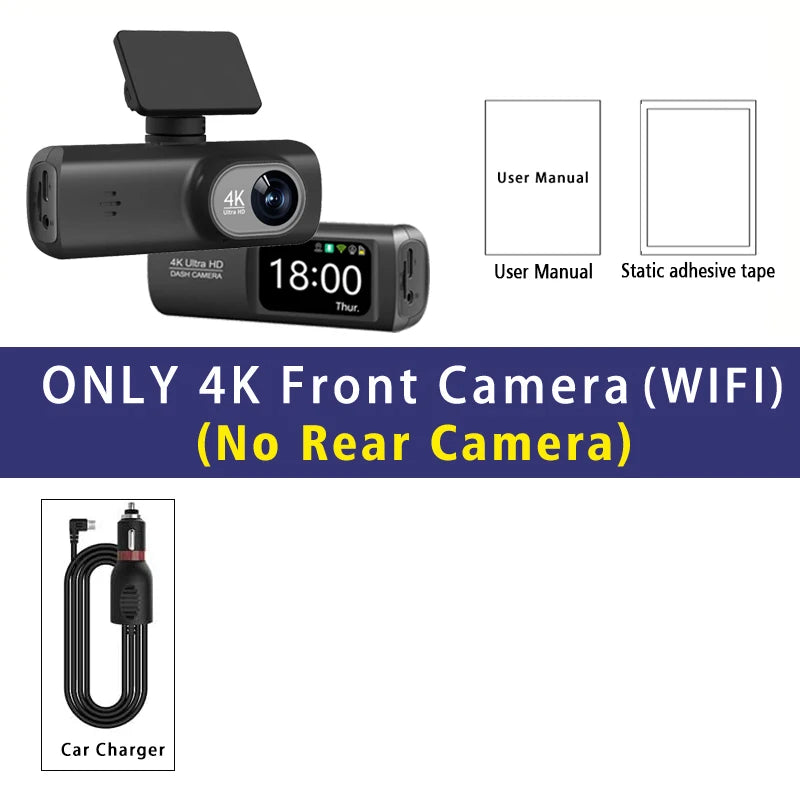 Dashcam 4K Dual-Lens Auto Kamera