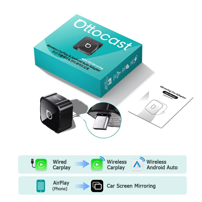OTTOCAST MINI AIR Cube 4.0 Kabellos CarPlay Adapter
