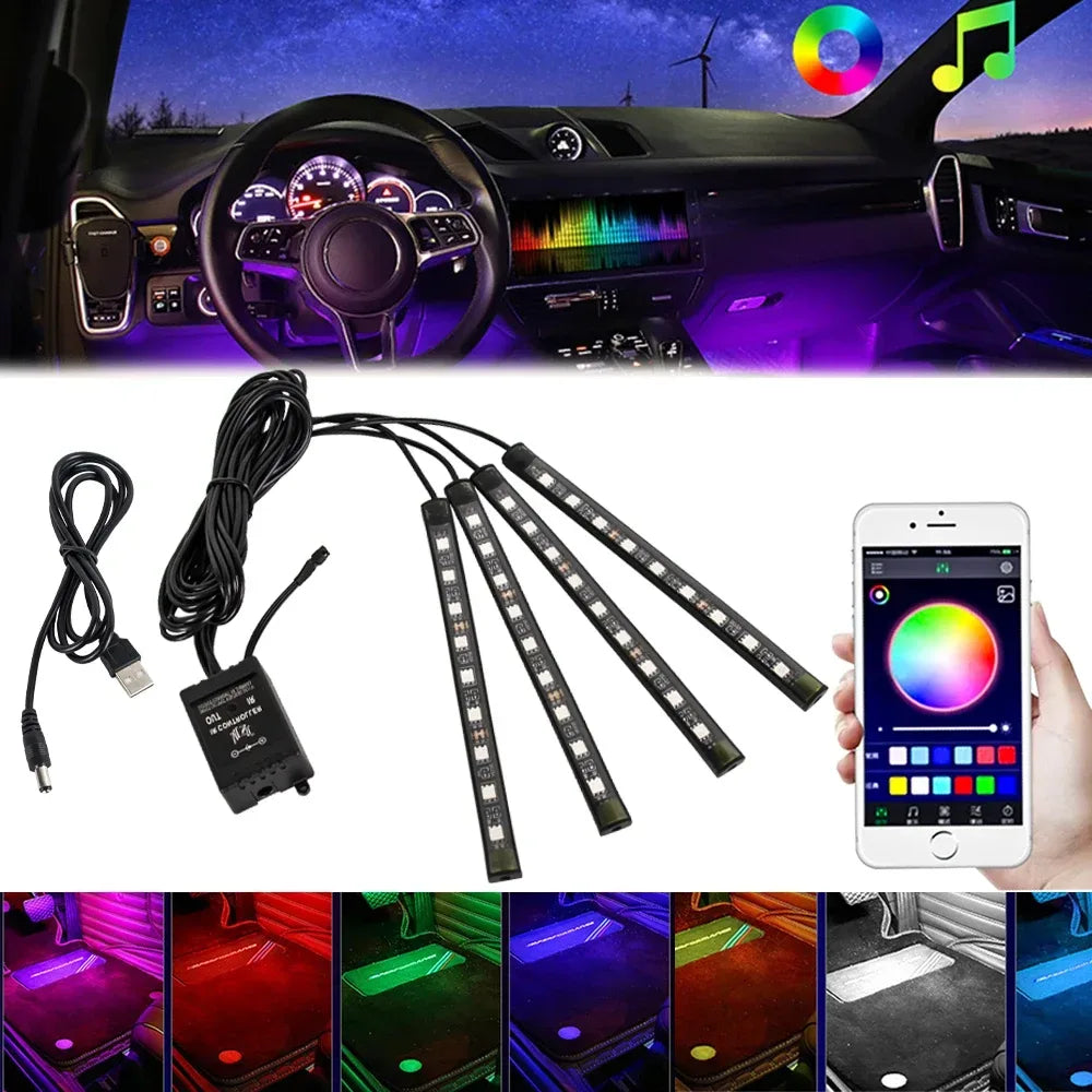 RGB Ambientebeleuchtung Auto Fussraum Set – SwissGlanzGarage Autopflege Schweiz