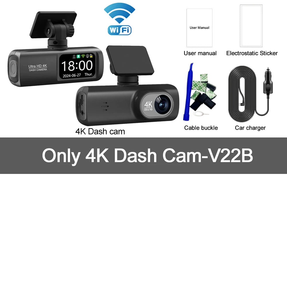4K Dual Dashcam mit 1080P Rückkamera Option