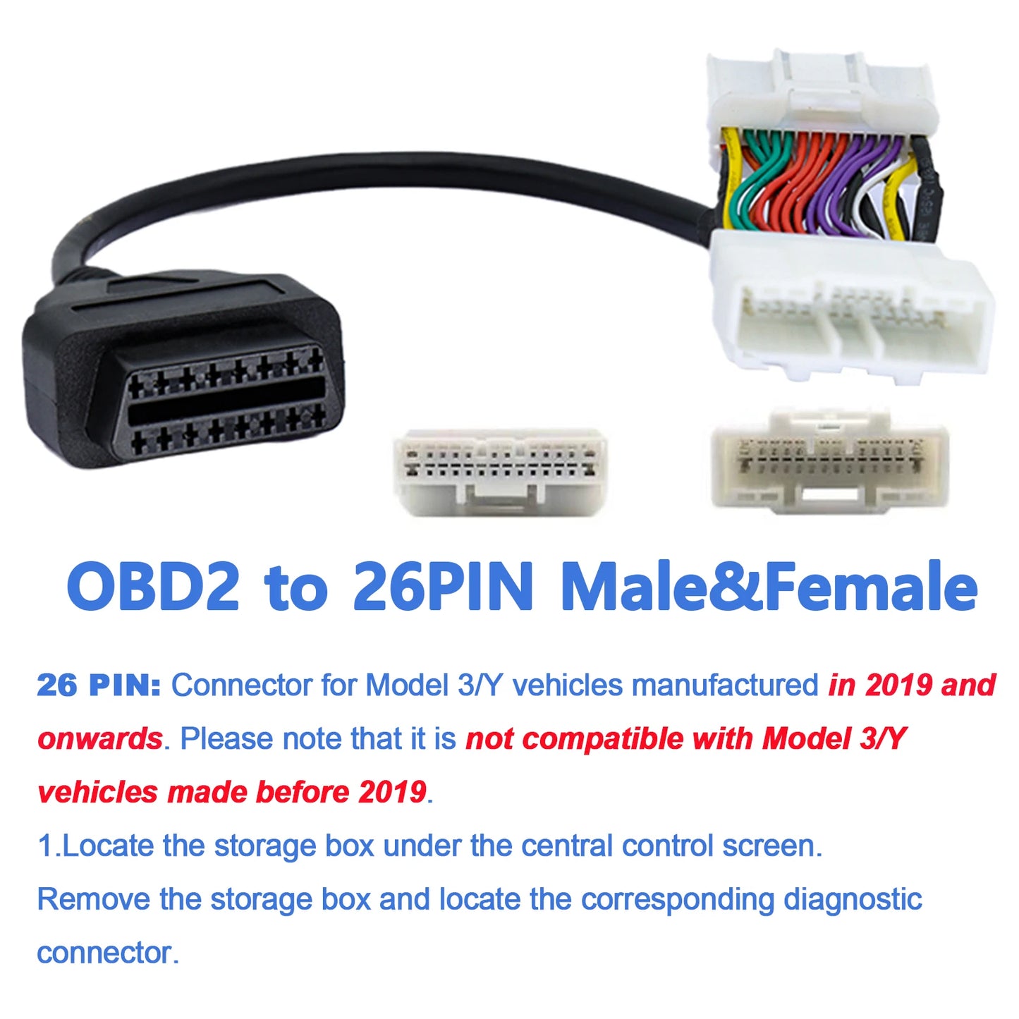 OBD Adapter für Tesla 12/20/26pin auf OBDII