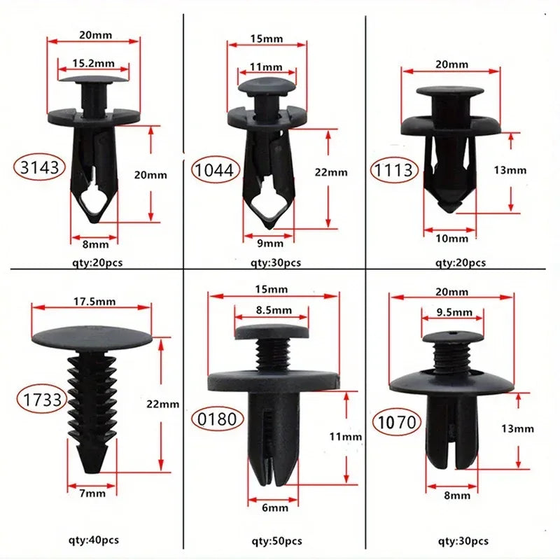 Auto-Kunststoff-Clip Set 6 Grössen – SwissGlanzGarage Autopflege Schweiz