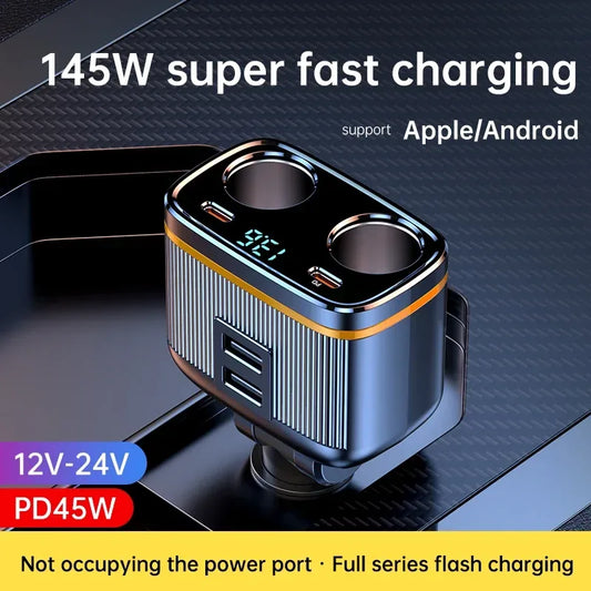 6 in 1 Zigarettenanzünder Splitter 145W USB C Ladegerät – SwissGlanzGarage Autopflege Schweiz