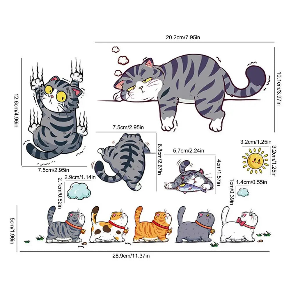Lustige Auto-Katzen-Aufkleber Set