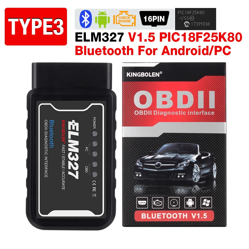 KINGBOLEN ELM327 V1.5 OBD2 Code Reader