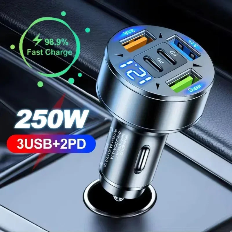 250W 5-Port USB-C Auto-Ladegerät – SwissGlanzGarage Autopflege Schweiz