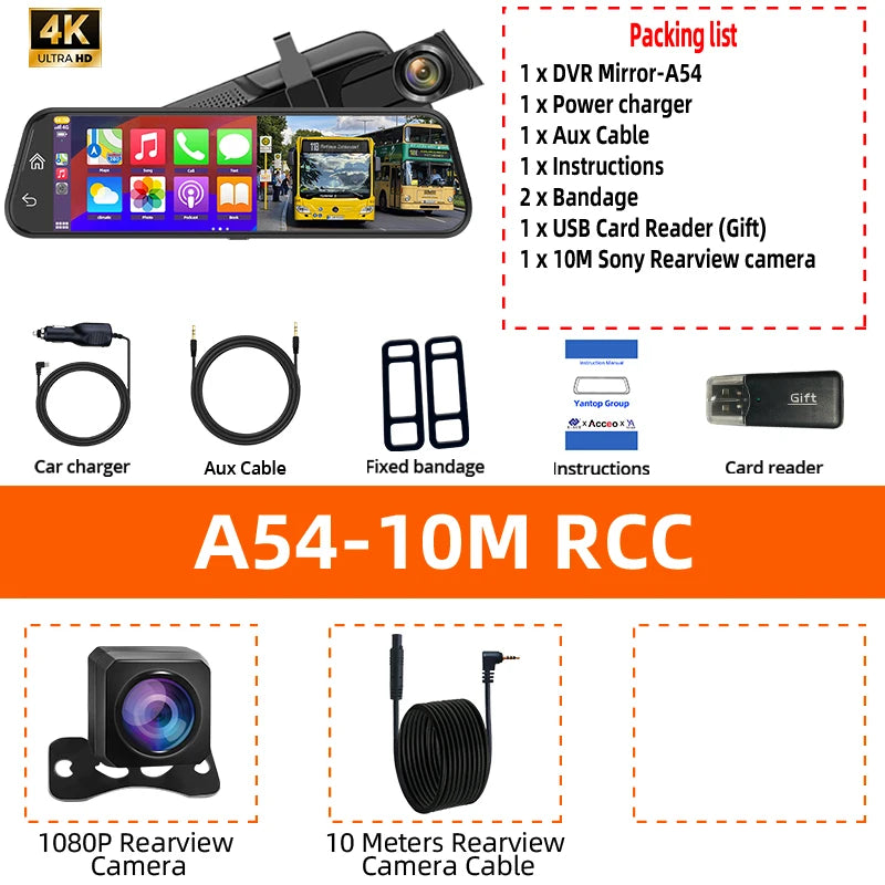 4K HD Auto DVR Touchscreen mit Carplay & Android Auto