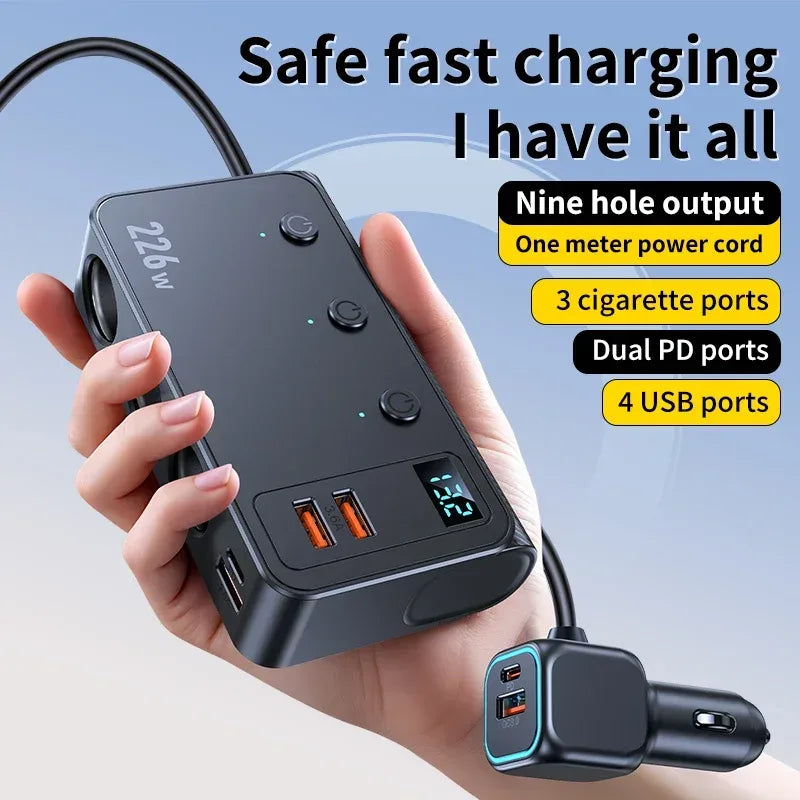 226W 9-in-1 Zigarettenanzünder Splitter mit USB-Ladegerät – SwissGlanzGarage Autopflege Schweiz